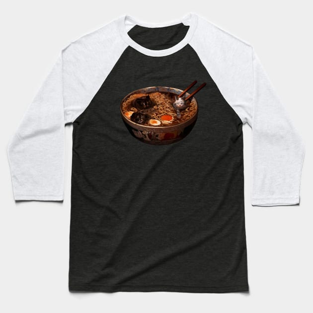 Cute Ramen Kitten Noodle Soup Baseball T-Shirt by HideTheInsanity